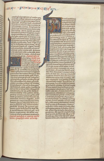 74. Fol. 463r, Apostlenes gjerninger, historikk initial P, Kristi himmelfart, ca. 1275-1300. av Unbekannt
