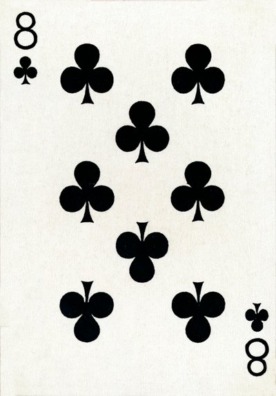 8 klubber fra en kortstokk med Goodall & Son Ltd.-spillekort, c1940 av Unbekannt