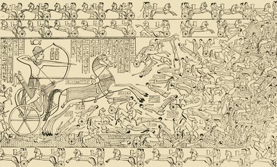 En kampscene fra Rameseum ved Theben, 1890. av Unbekannt