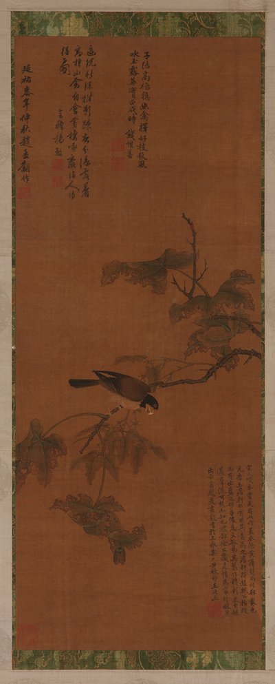 En fugl på en løvgren, Ming-dynastiet, 1500-1600-tallet. av Unbekannt