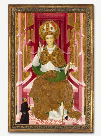 En biskopshelgen med en donor Saint Louis av Toulouse, tidlig på 1400-tallet. av Unbekannt
