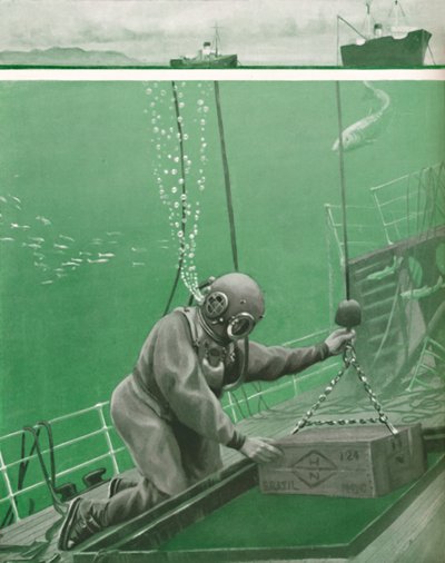 En dykker som arbeider under enormt press, 1935 av Unbekannt