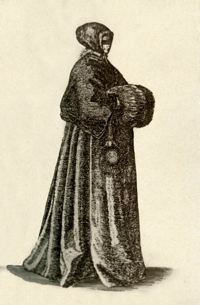 En nederlandsk dame i utendørs kjole, 1640, 1937. av Unbekannt