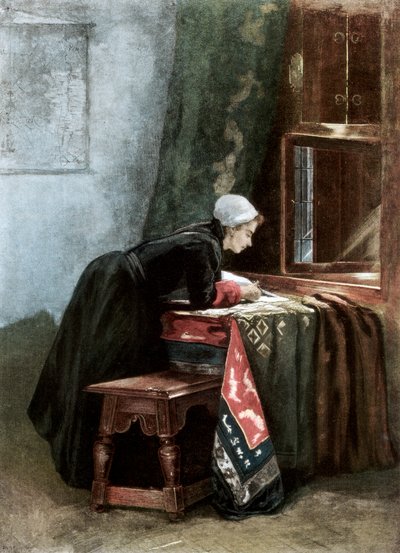 En nederlender som skjærer tøy, 1889 av Unbekannt