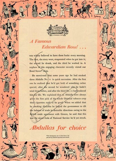 En berømt Edwardian Roue Abdullas for valg, 1939 av Unbekannt