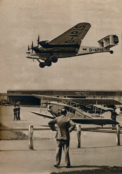 Et tysk Junkers-fly ankommer Croydon flyplass, c1934 c1937 av Unbekannt