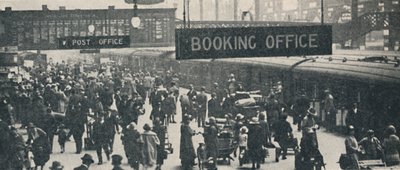En feriescene på Liverpool Street Station, 1926 av Unbekannt