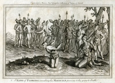 En konge av Florida konsulterte tryllekunstneren sin før han dro til kamp, c1760 av Unbekannt
