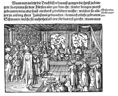 Et måltid av tsaren fra Die Moskouitische Chronica av S. Herberstein, 1579 av Unbekannt