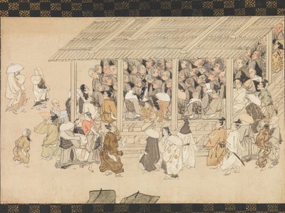 En Nenbutsu-samling i Ichiya, Kyoto, fra munkens illustrerte biografi ..., sent på 1300-tallet av Unbekannt