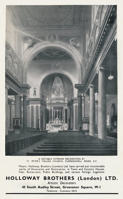 En bemerkelsesverdig interiørdekorasjon ved St. Peters Italian Church, 1933 av Unbekannt
