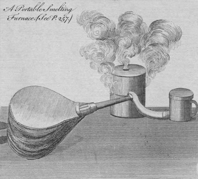 En bærbar smelteovn, 1761. av Unbekannt