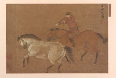 A Rider Lassoing a Horse, Ming-dynastiet, 1369-1644. av Unbekannt