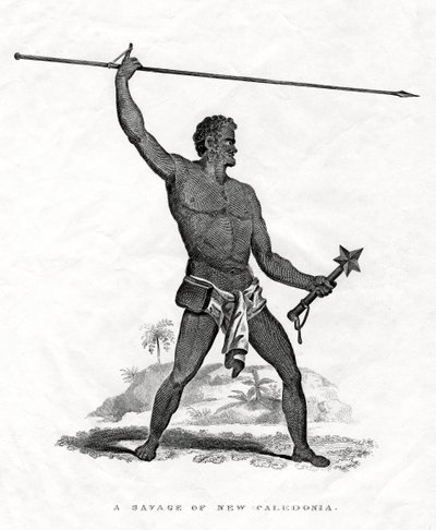 A Savage of New Caledonia, sørvest i Stillehavet, 1800-tallet av Unbekannt