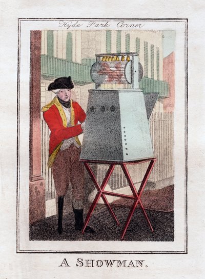 A Showman, Hyde Park Corner, London, 1805 av Unbekannt