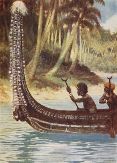 En kano på Salomonøyene, 1923. av Unbekannt