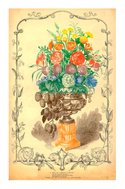 En vase med sommerblomster, 1849. av Unbekannt