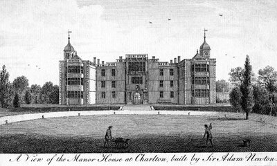 En utsikt over herregården i Charlton, bygget av Sir Adam Newton av Unbekannt