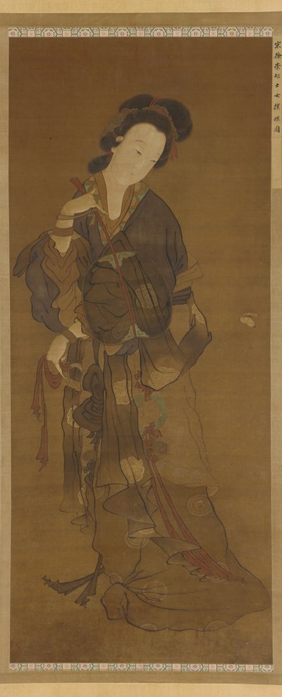 En kvinne og en sommerfugl, Ming-dynastiet, 1500-1700-tallet. av Unbekannt