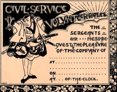 En blank invitasjon til en funksjon for frivillige rifler i siviltjenesten, 1800-tallet av Unbekannt