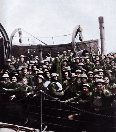 En båt med soldater reddet fra Dunkirk, 1940, 1945 av Unbekannt