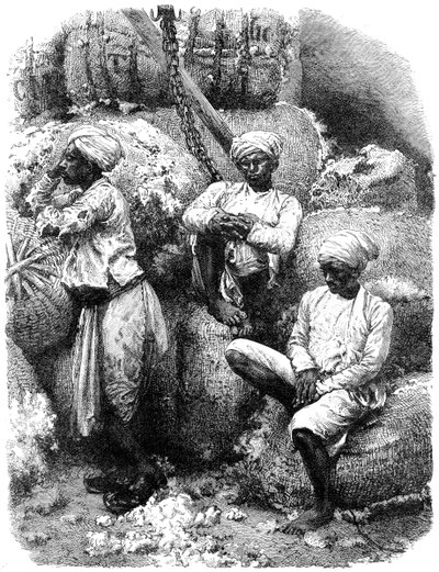 Et bomullsmarked i Bombay, India, 1800-tallet av Unbekannt