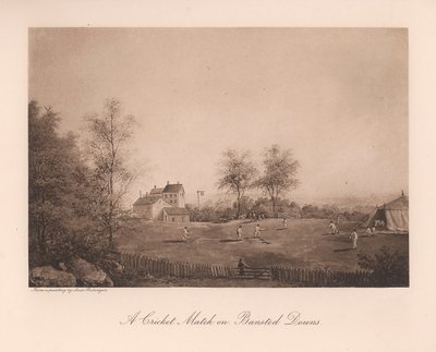 En cricketkamp på Banstead Downs, Surrey, 1800-tallet 1912 av Unbekannt