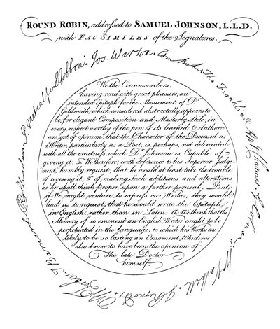 En faksimile av platen i den første utgaven av Boswells Life of Johnson, 1907 av Unbekannt