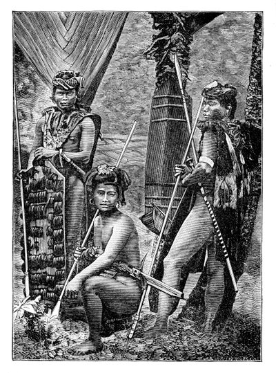 En gruppe dyaker, ca 1900 av Unbekannt