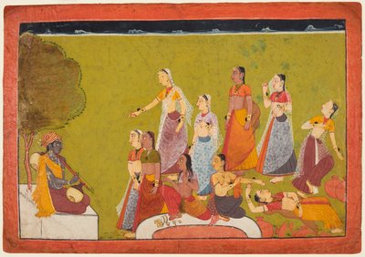 En gruppe kvinner i ekstase før Madhava, fra en Madhavanala Kamakandala-serie, c1700. av Unbekannt