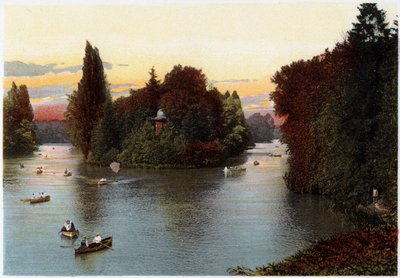 En innsjø i Bois de Boulogne, Paris, ca 1900 av Unbekannt