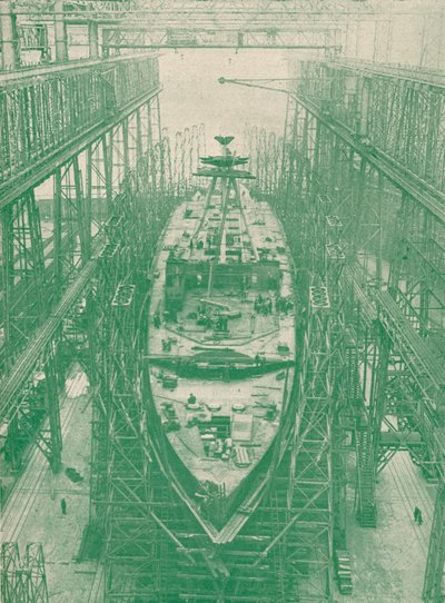 En lett cruiser under bygging, c1917 1919 av Unbekannt