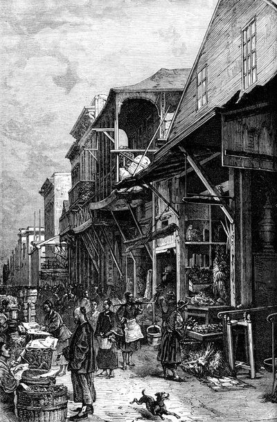En markedsplass i San Francisco, California, USA, midten av 1800-tallet c1880 av Unbekannt