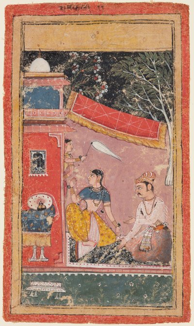 En side fra en Ragamala-serie: Ramakali Ragini fra Hindol Raga, ca. 1610. av Unbekannt