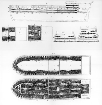 En plan over det indre av et slaveskip, 1808 1965 av Unbekannt