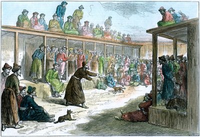 En profesjonell historieforteller i Kashgar, Xinjiang, Kina, c1875 av Unbekannt
