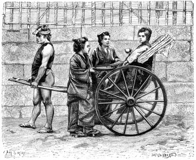 En rickshaw, Japan, 1895 av Unbekannt