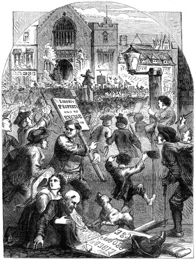 En urolig forsamling utenfor Parliament House, London, 1700-tallet 1800-tallet av Unbekannt