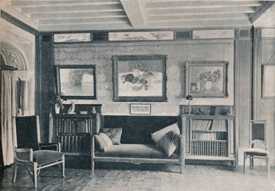 Et rom i Paris-residensen til monsieur G. Roucher, med møbler av Maurice Dufrene, c1909 av Unbekannt