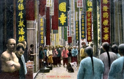 En gate i Canton, Kina, ca 1900-tallet av Unbekannt