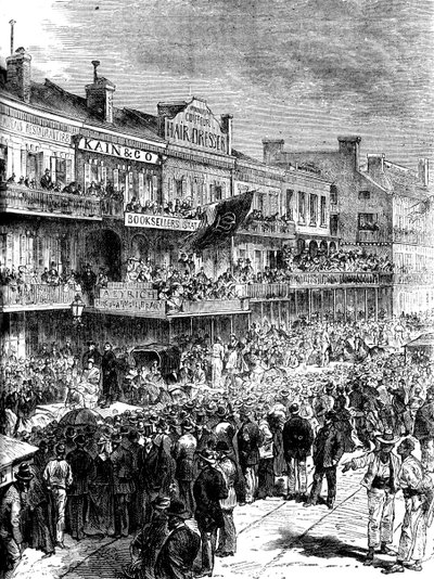 En gate i New Orleans på valgdagen, 1860 c1880 av Unbekannt