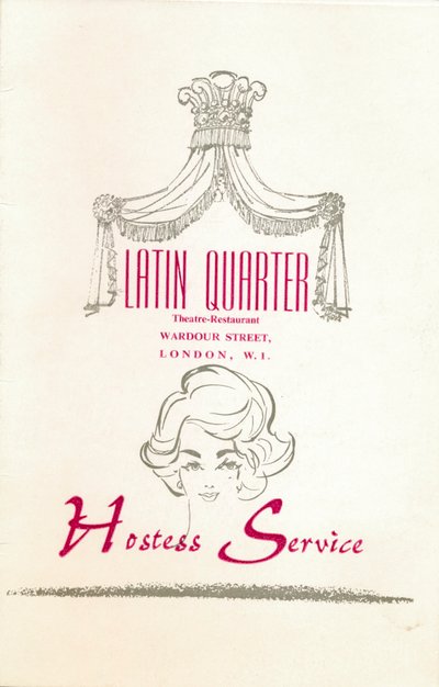 Et takstkort for nattklubben The Latin Quarter på Londons Leicester Square, c1969 av Unbekannt
