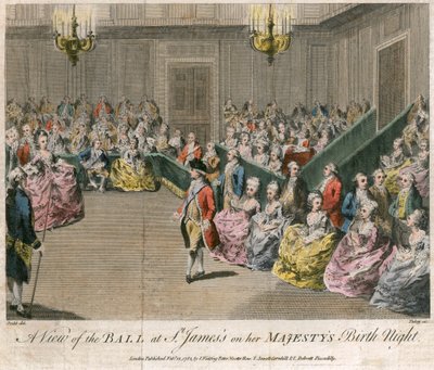 'En utsikt over ballen på St James's på hennes majestets fødselsnatt', 1782 av Unbekannt