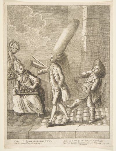 For å se hans elegante det og hans høye krøller, du skulle tro han var en senator, men han er bare en..., 1720-75. av Unbekannt