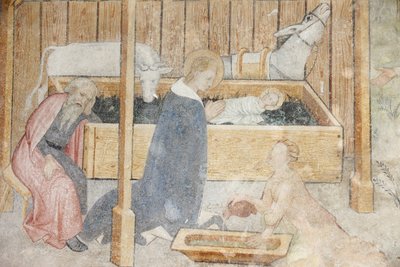 Abondance klosterkirke freskomaleri: fødselsscene, Abondance, Frankrike av Unbekannt