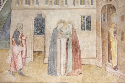 Abondance klosterkirke fresco: the Visitation, Abondance, Frankrike av Unbekannt