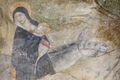 Abondance klosterkirke fresco: flyturen til Egypt, Abondance, Frankrike av Unbekannt
