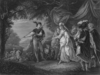 Act IV Scene i fra Loves Labor Lost, c1800-tallet av Unbekannt