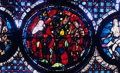 Adam og Eva The Fall of Man, farget glass, Chartres Cathedral, Frankrike, 1194-1260 av Unbekannt