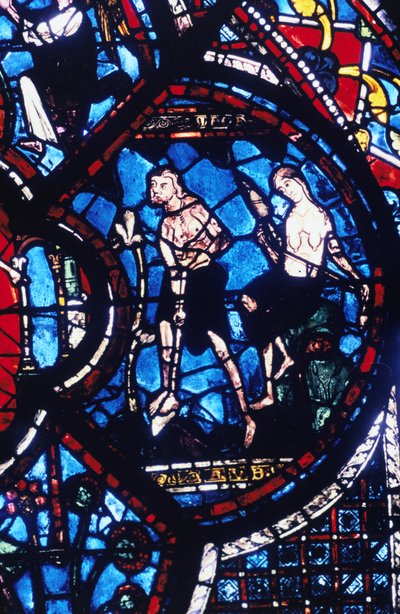 Adam og Eva, farget glass, Chartres katedral, Frankrike, 1205-1215 av Unbekannt